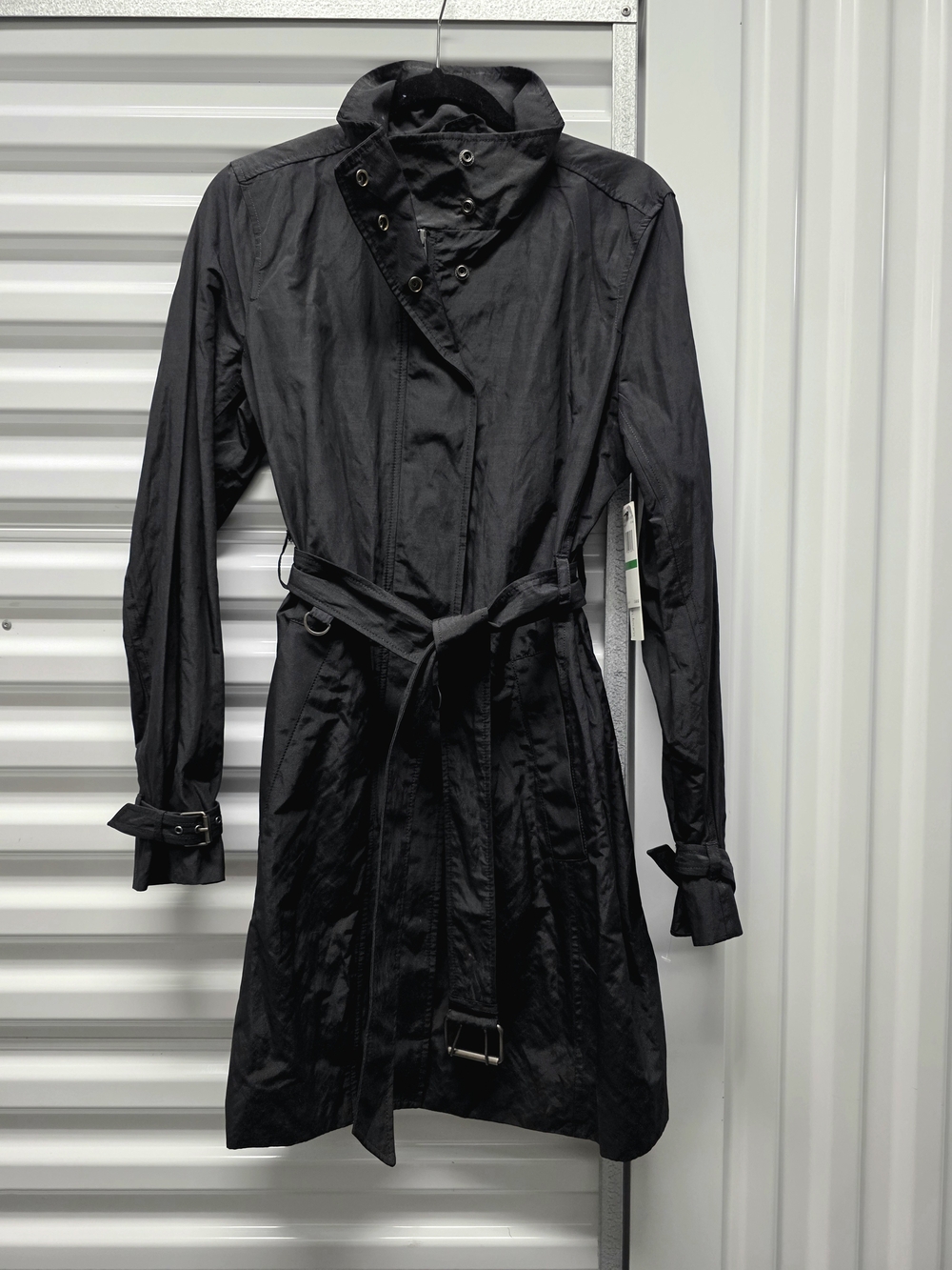 Calvin Klein Jeans Black Belted Trench Coat Size Large -NWT